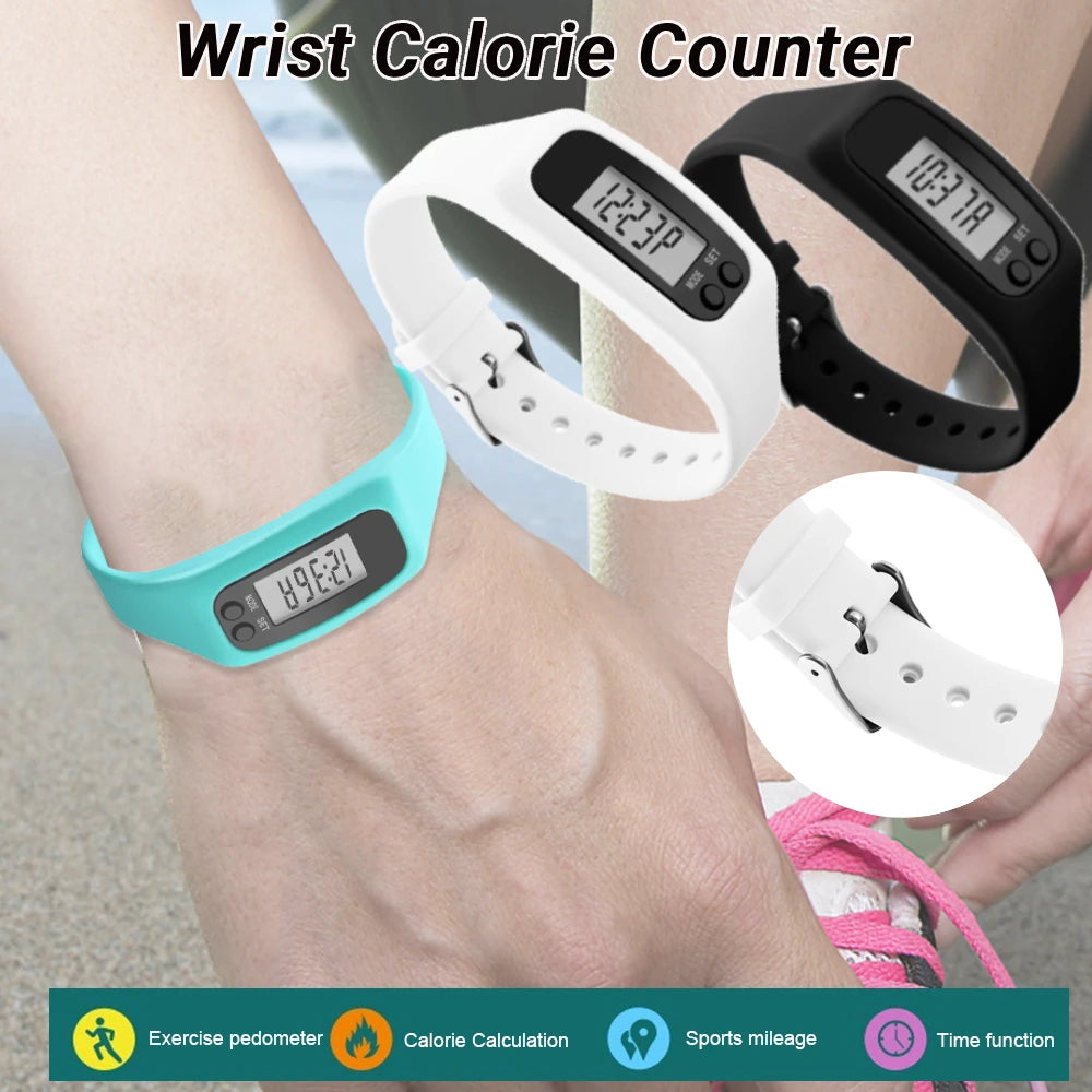 1/2PCS LED Pedometer Bracelet Step Counter Watch 12/24H Time Display Silicone Step Tracker Multi-Function Fitness Watch Qme