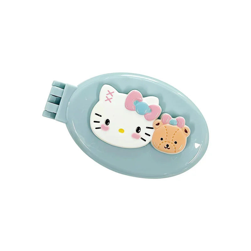 Hello Kitty Cute Creative Folding Mirror Comb Portable Mini Openwork Qme