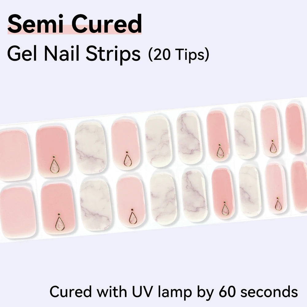 20Tips Shinning Star Semi-cured Gel Nail Wraps Full Cover Sparkly Qme NC240212