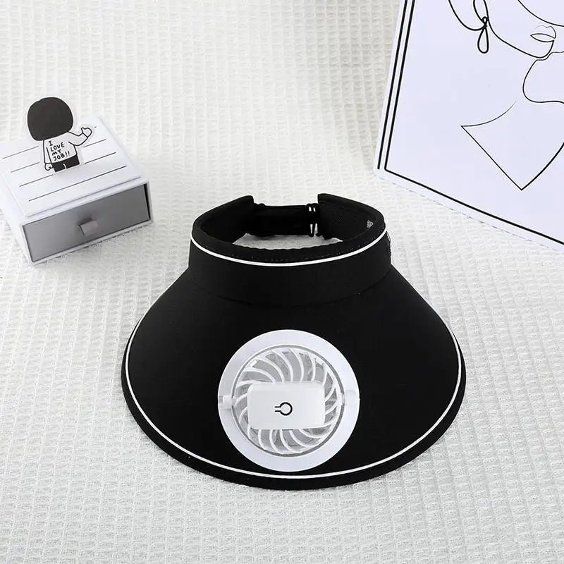 Breathable Cooling Fan Hat Sunscreen Sun Visor Fishing Peaked Cap Qme A2