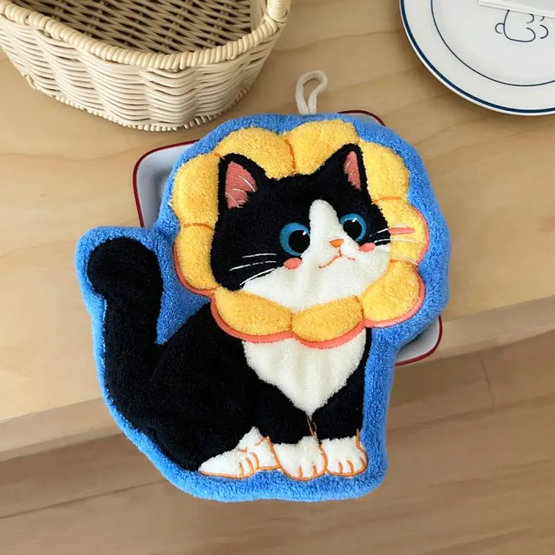 Kitchen Kawaii Cat Hand Wipe Cleaning Cloth Bathroom Hanging Towel Qme A