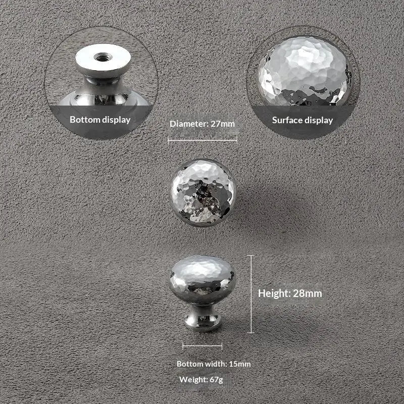 Brass Silver Ball Furniture Pull Handles - Hand-forged Hammer Cabinet Door Drawer Knob Kitchen Wardrobe Cupboard Hardware Qme A2