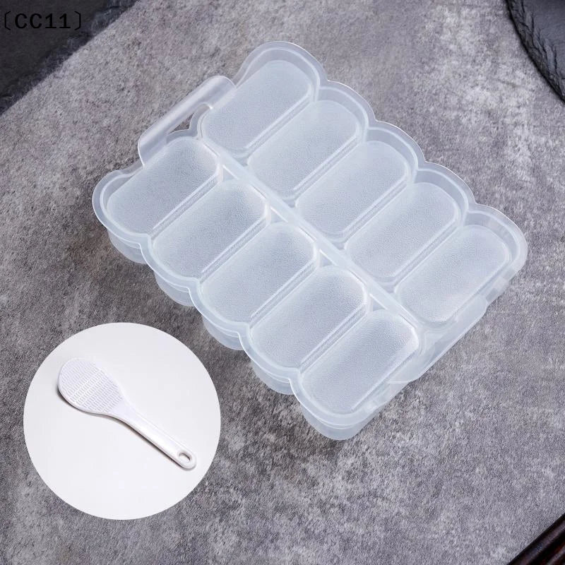 10 Grids Rice Ball Mold Spoon Sushi Non-stick Pressure Storage Box Qme