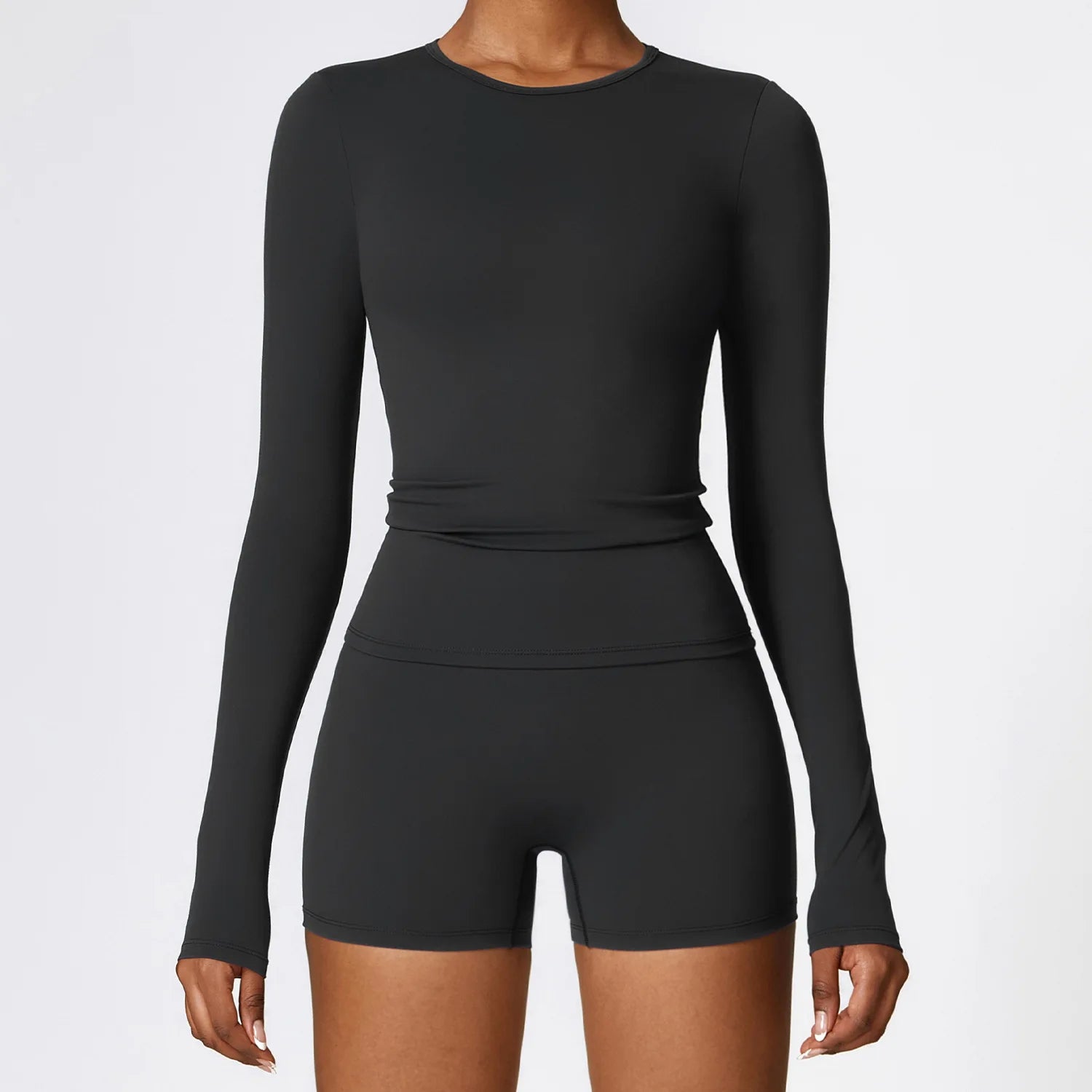A Yoga Shirts For Women Long Sleeve Winter Fitness Running Gym Clothes Workout Dry Fit Breathable High Elastic Sports Top Qme S Advanced Black