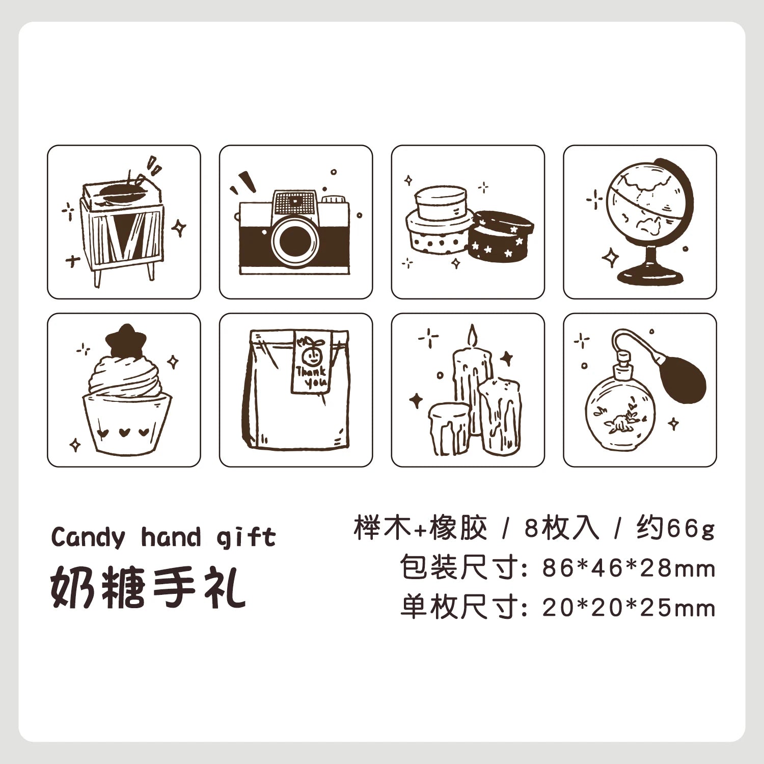 8 Pcs Vintage Cartoon series Wooden Rubber Letter Number Symbol Stamp Set For Card Making Planner Scrapbook Qme A