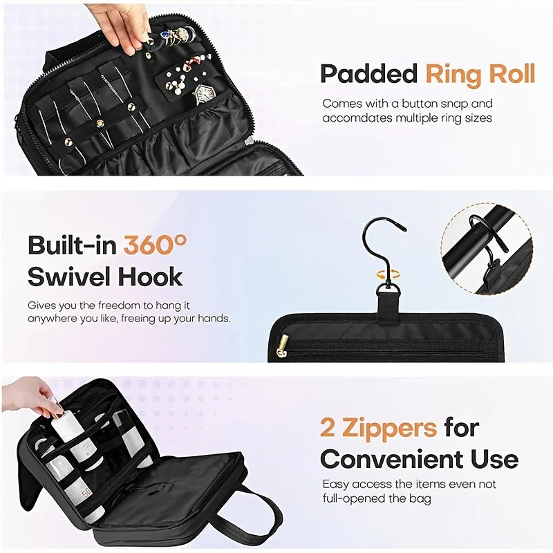 Hook Foldable Toiletry Bag Makeup Organizer Travel Shaving Large Qme