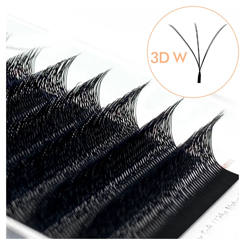 NATUHANA 6D W Shape Premade Fans Eyelash Extensions Natural Soft Qme Double 3D W LU 0.07mm|15mm