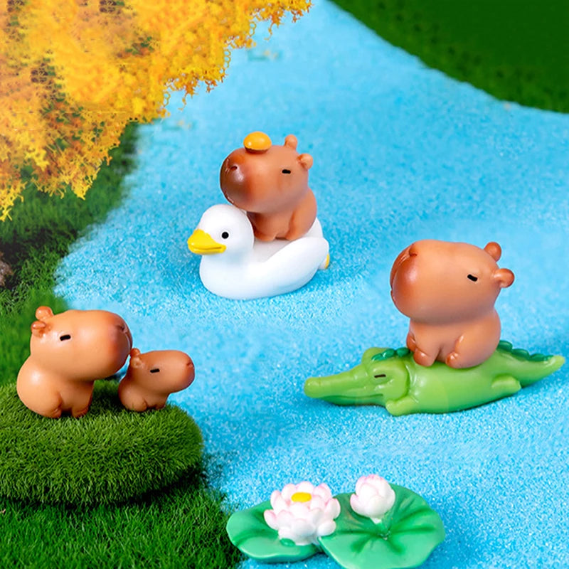 Miniature Capybara Figurines Mini Figures Resin Desk Ornaments Cute Qme