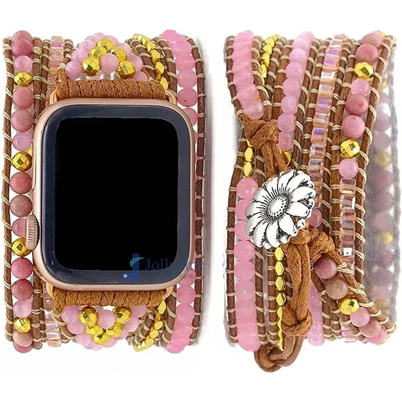 Bohemia Strap for Apple Watch Ultra Band 49mm 44mm 45mm 41mm 42mm 38 Handmade Natural Beads Bracelet Iwatch Series 8 7 6 Se 5 3 Qme