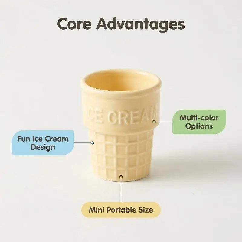 Colorful Ceramic Ice Cream Cups Dessert Coffee Mug With Waffle Cone Design Cute Aesthetic For Home Cafe Afternoon Tea Party Use Qme
