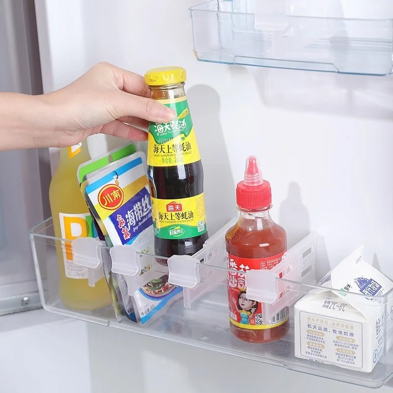 4PCS New Refrigerator Space Telescopic Partition Side Door Box Separator Organizer Divider Splint Kitchen Classifies Accessories Qme