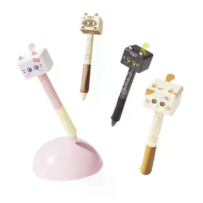 1 Cute Cat Gel Pen Black Ink Smooth Ballpoint Stress Relief Quick Qme