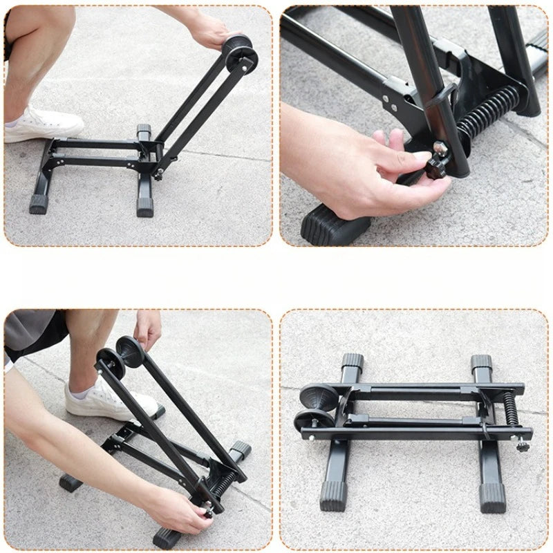Bicycle Folding Parking Stand Mountain Bike Portable Repair Support Qme