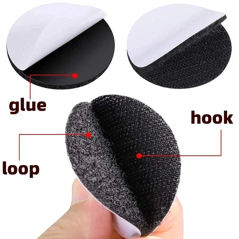 5 Black Round Strong Self-adhesive Fastening Point Sticker Sheets Qme