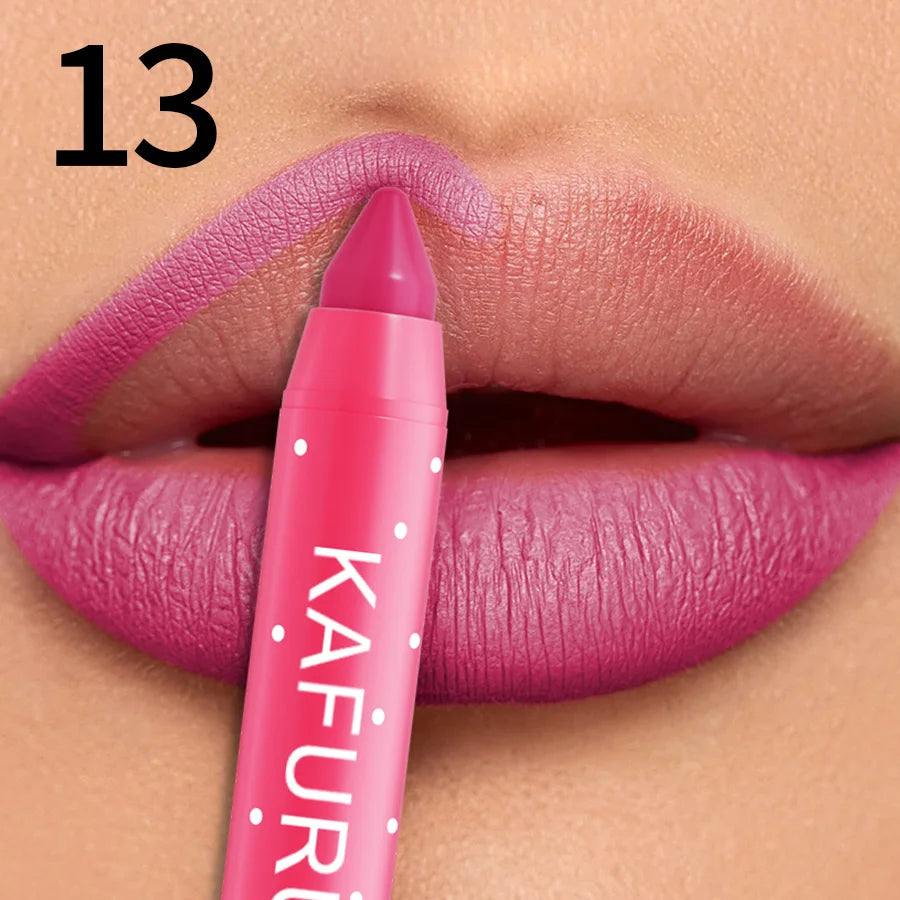 15 Colors Lipstick Pencil Waterproof Sexy Red Matte Contour Tint Qme 13