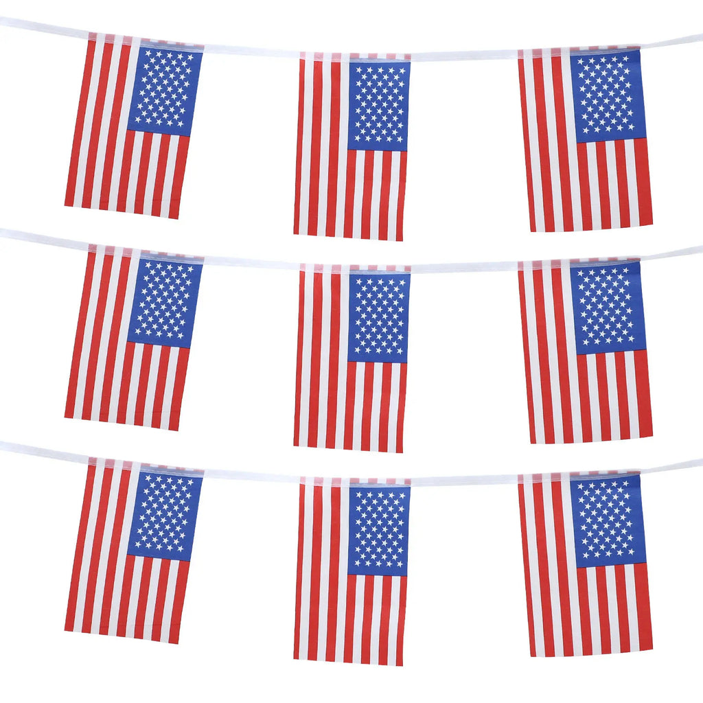 American Flag Banner String Decorative Independence Day Party Flag Bunting Festival Supplies Perfect Outdoor Indoor Celebration Qme Default Title