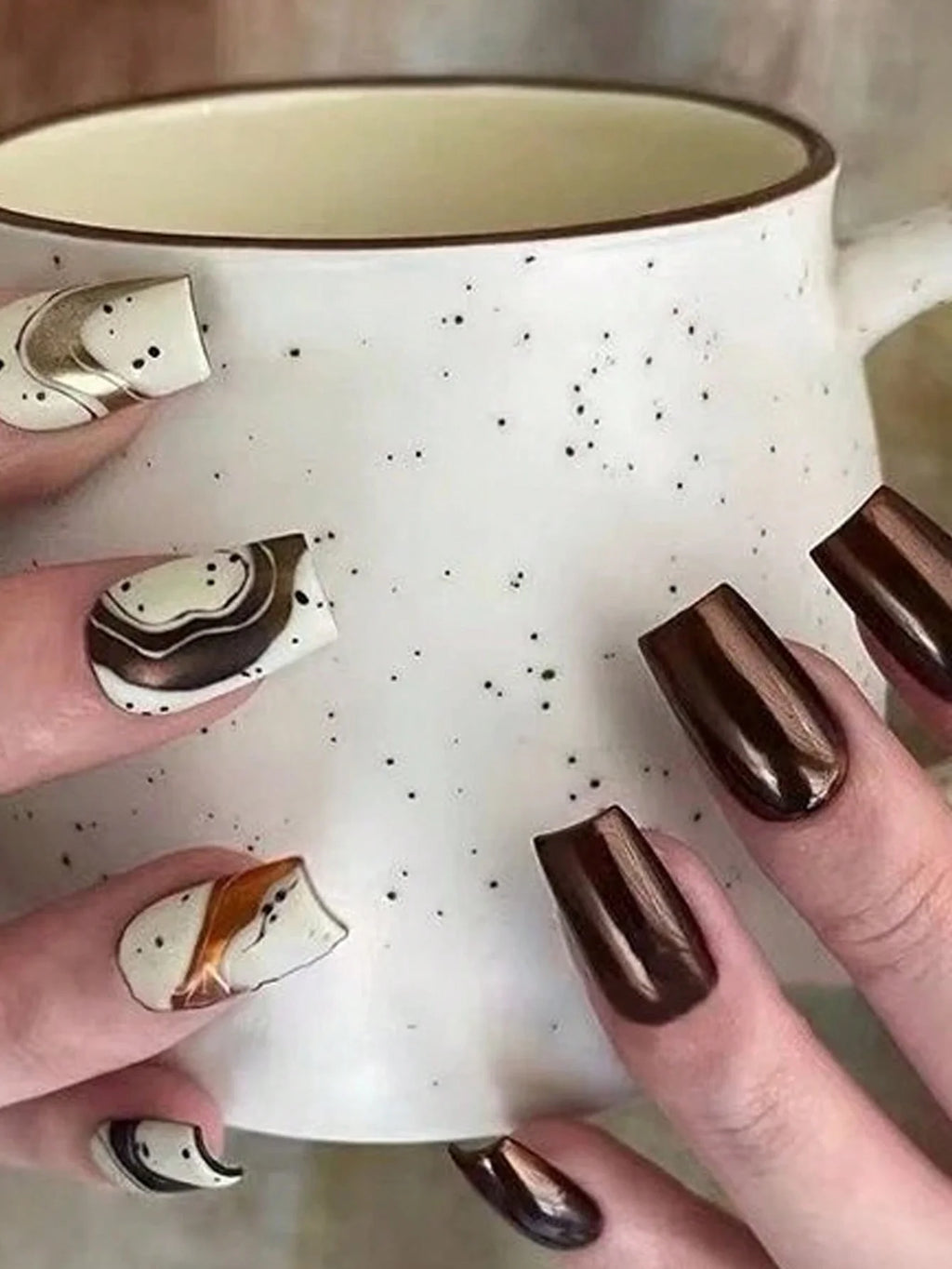 Metallic Magic Mirror Chrome Nail Art Powder Autumn Winter Brown Qme