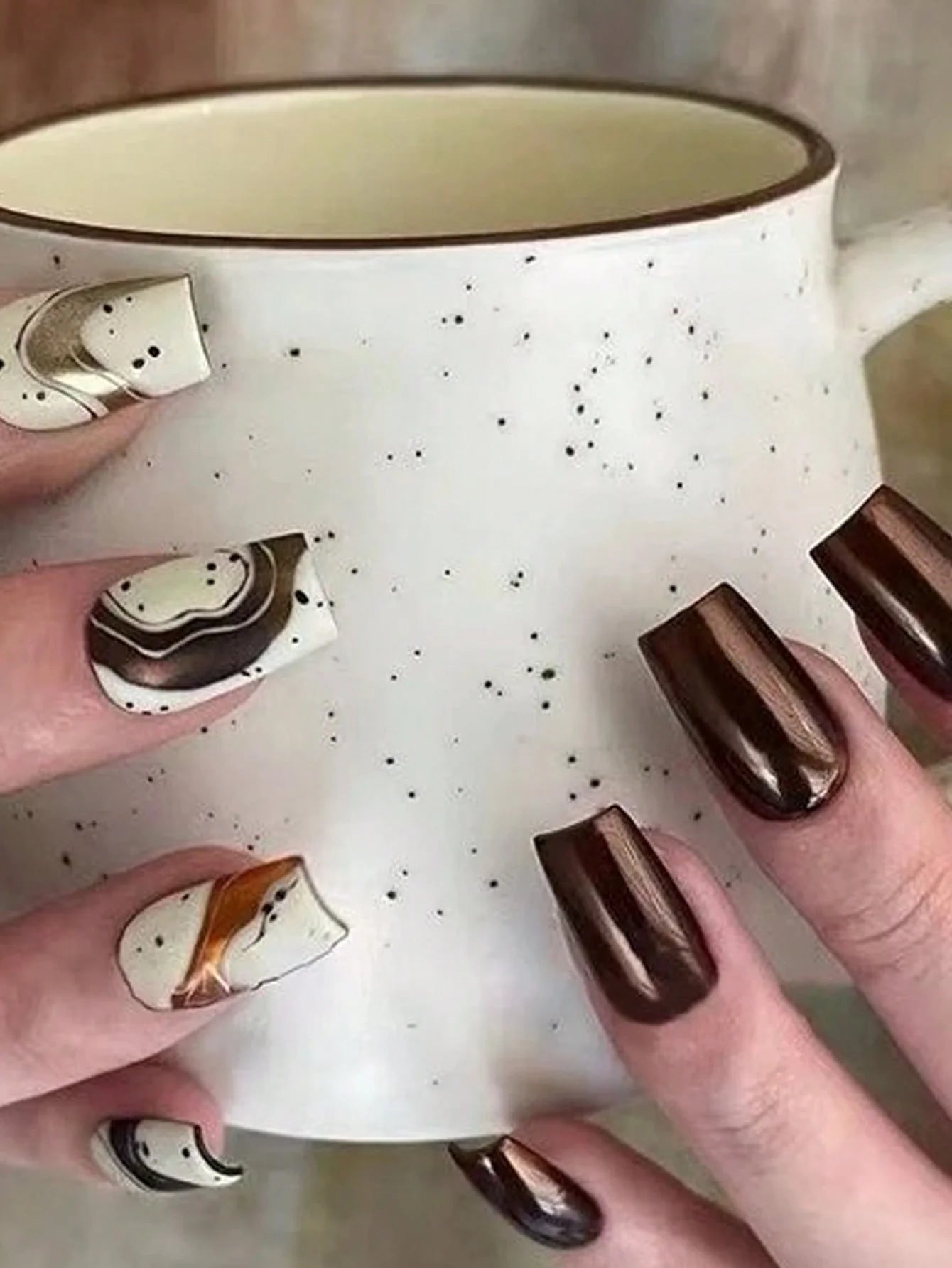 Metallic Magic Mirror Chrome Nail Art Powder Autumn Winter Brown Qme