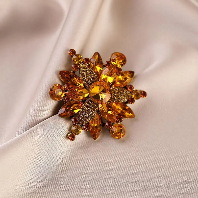 Crystal Peach Blossom Brooches For Women Men Charming Shining Flowers Party Office Brooch Pins Jewelry Gifts Qme style 5