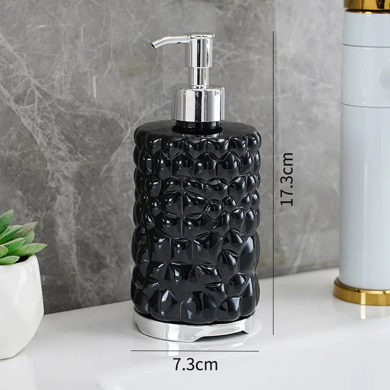 2-Piece Press-type Travel Dispenser Bottle,Foaming Bottle for Bathroom Shampoo Shower Gel Hand Soap,Toiletries Storage Container Qme BlackCrocodil-Circle 2PCS