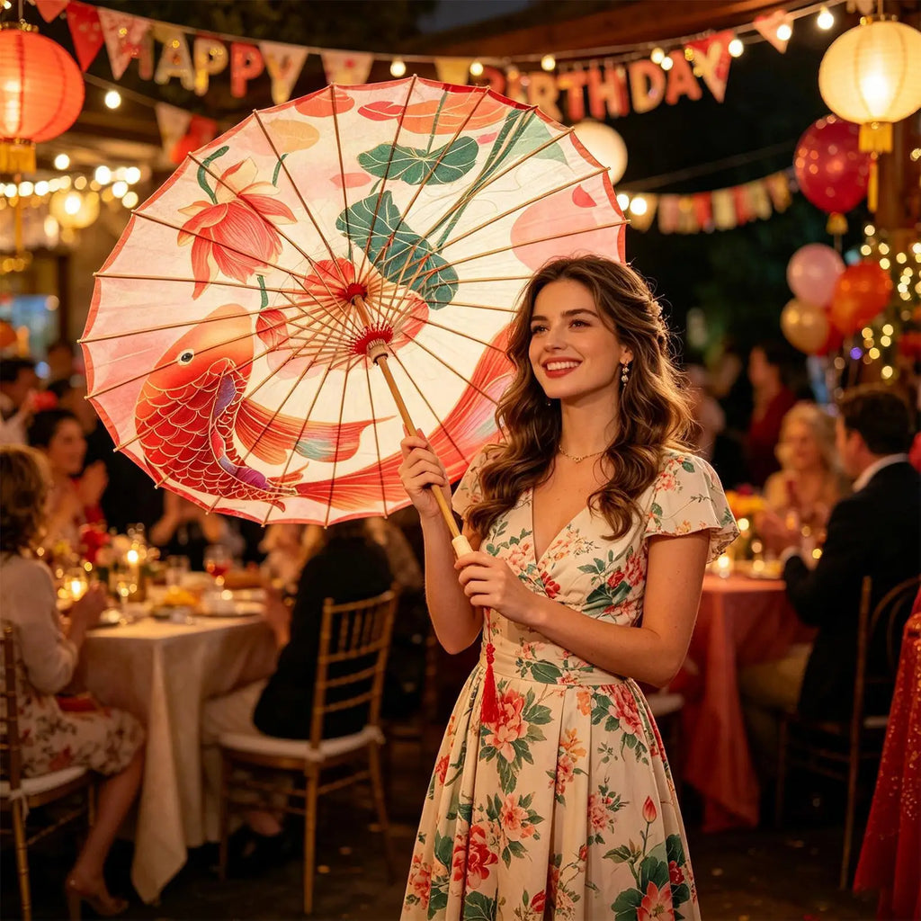 Decorative Umbrella Elegant Chinese Silk Cosplay Decoration Parasol Qme