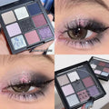 9 Colors Dark Punk Smoked Eyeshadow Palette Black Purple Pearl Matte Brightening Lying Silkworm Fine Shimmer Earth Color Makeup Qme Purple