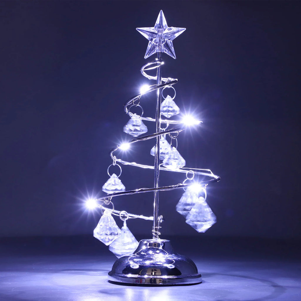 LED Lighted Crystal Christmas Tree Iron Art Tree Night Light Christmas Decoration Gift for Home Living Room Party Holiday Qme