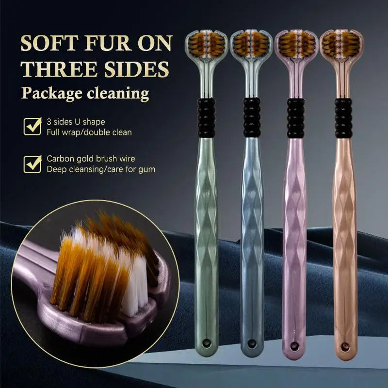 Three Sided Soft Bristled Toothbrush Adult Household Cleaning Qme