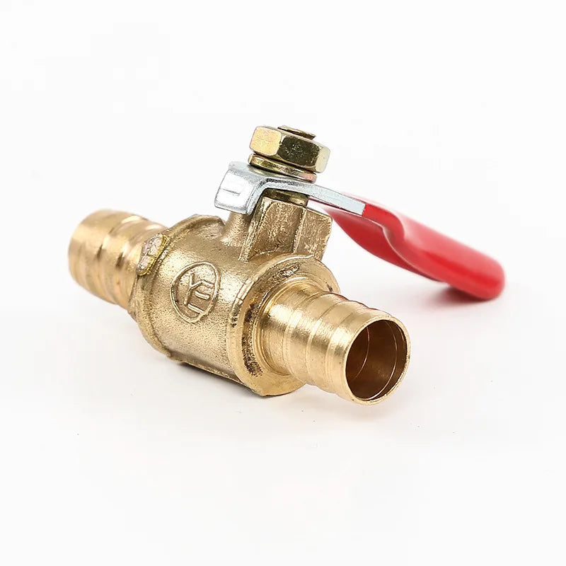 6/8/10/12mm Red Handle Valve Hose Barb Inline Brass Water Oil Air Gas Fuel Line Shutoff Ball Valve Pipe Fittings New Qme