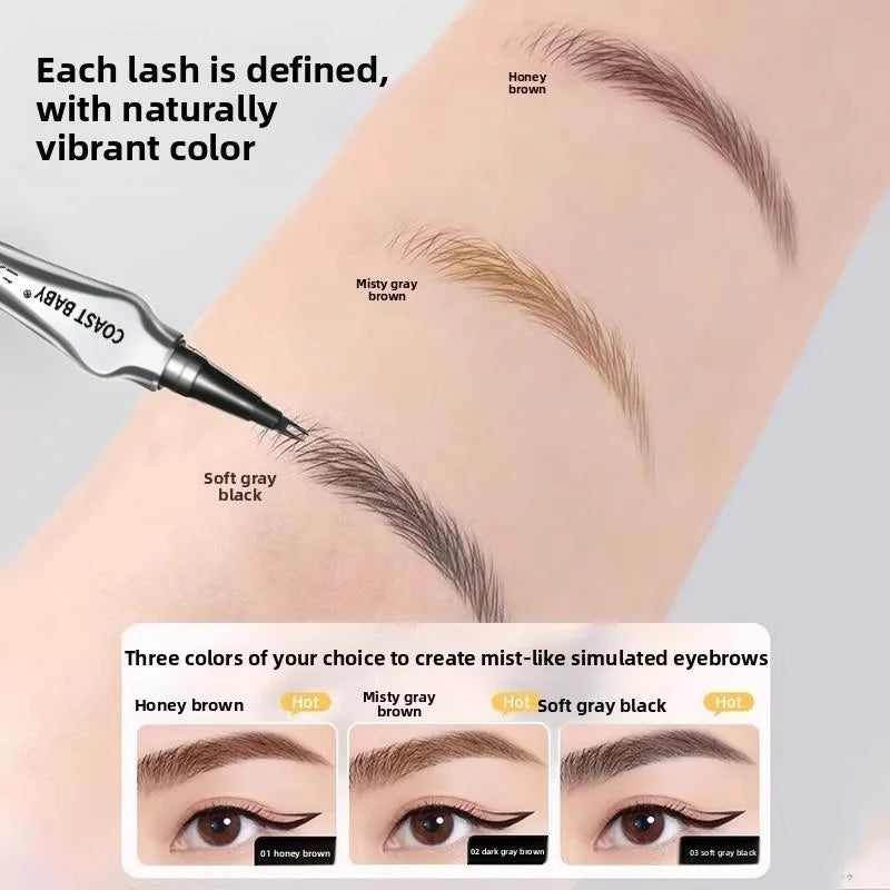 Beginner Friendly 2 Forks Tip Eyebrow Pen COAST BABY Waterproof Long Qme