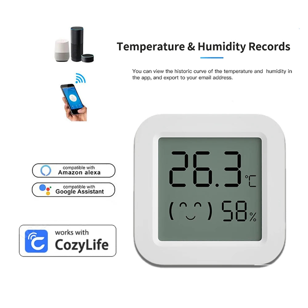 Smart Temperature Humidity Sensor Bluetooth Mini Indoor Thermometer Hygrometer with App Remote Control for Home Kitchen Office Qme