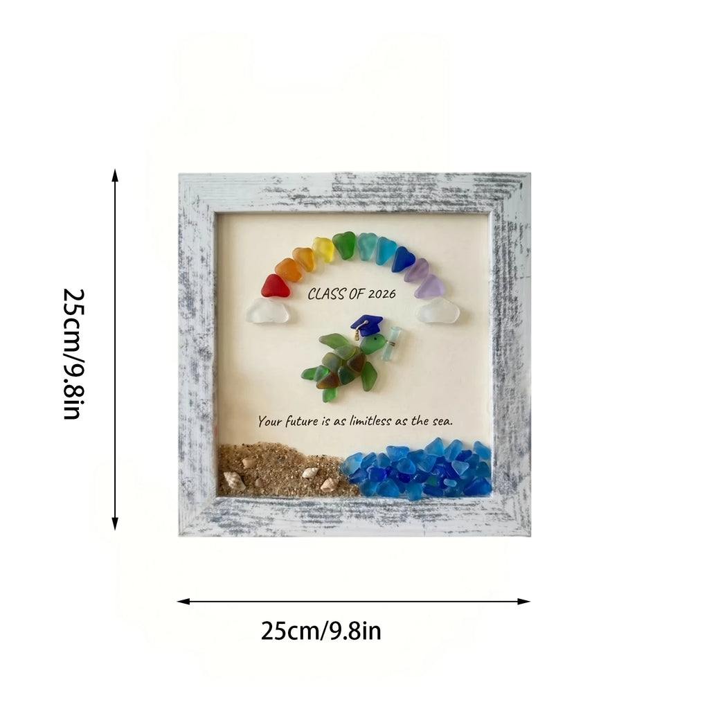 Sea Theme Photo Frame Glass Graduation Gift Artwork Graduation Keepsake Gift for Friends Teachers Home Living Room Bedroom Decor Qme