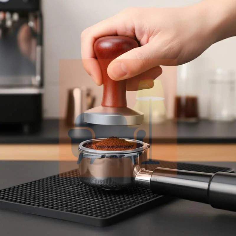 51mm 53mm Solid Wood Handle Coffee Tamper Flat Base Professional Espresso Press Barista Making Tool Qme