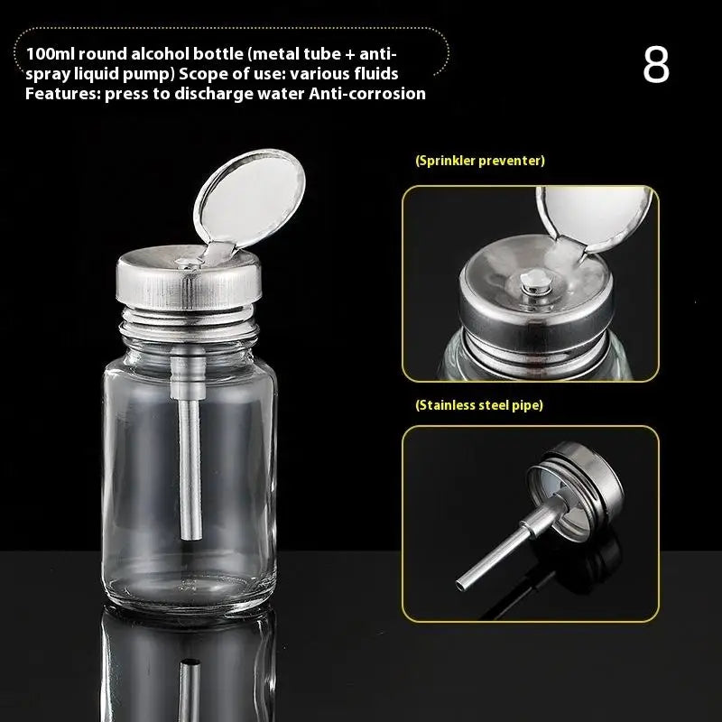 Refillable Glass Nail Storage Bottle Empty Pump Dispenser Polish Qme 8