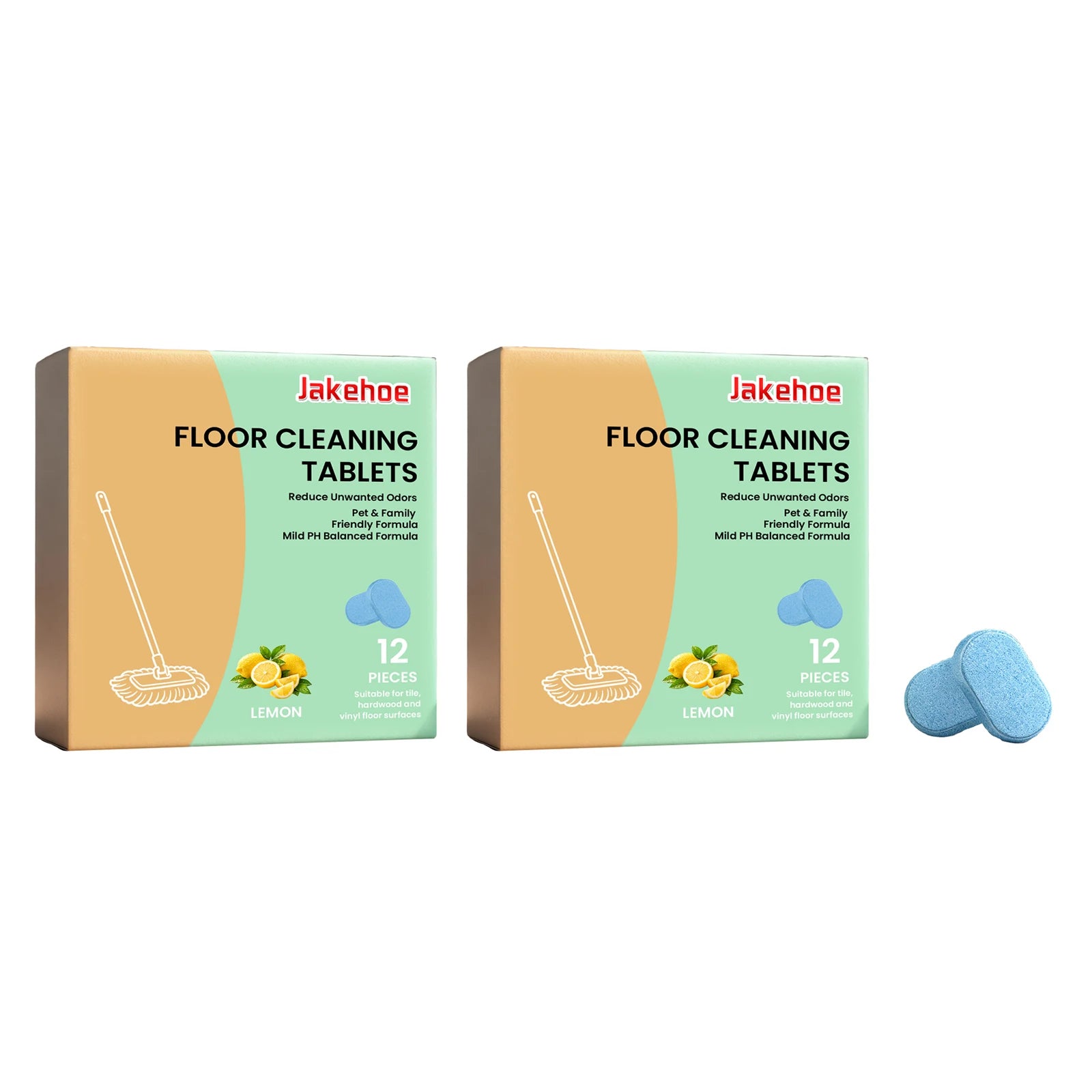 Floor Cleaning Tablet Removing Floor Stains Eliminate Odors Polishing Restore Shine Freshing Lemon Fragrant Daily Floor Cleaner Qme 2PCS A