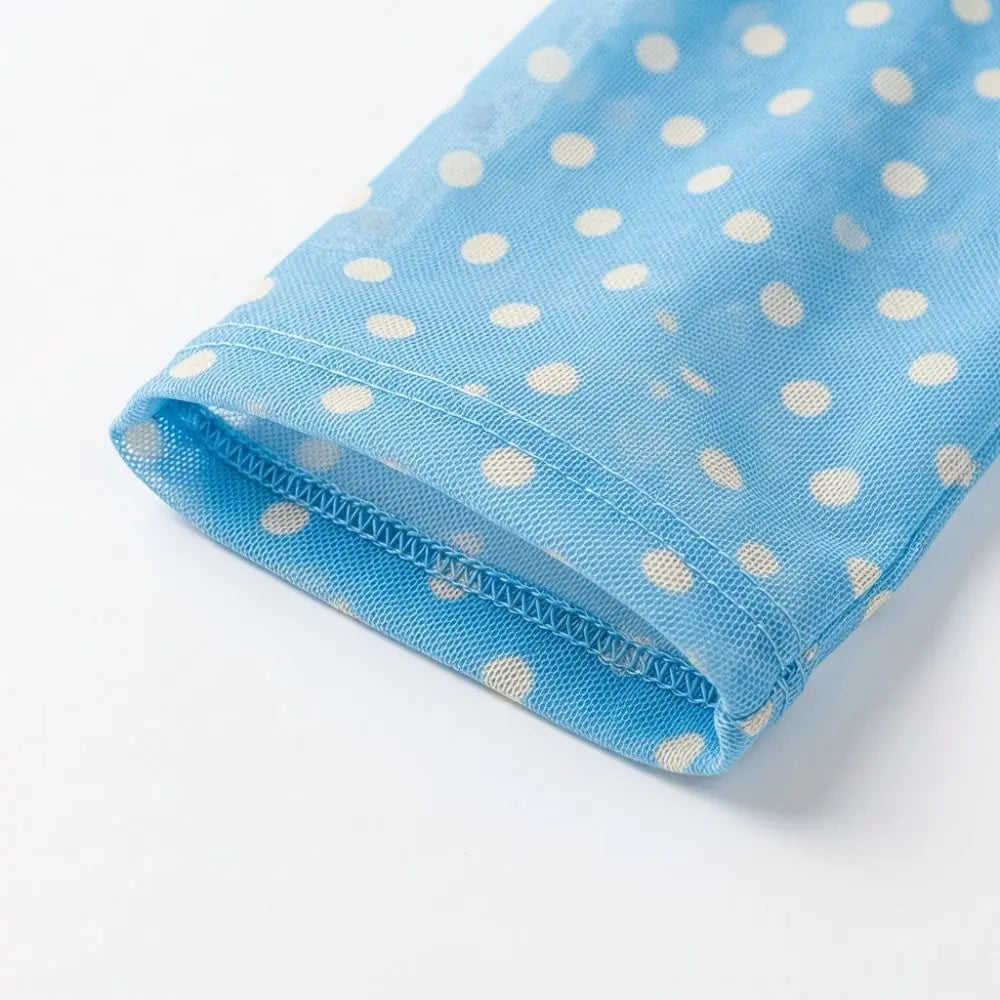 Korean Style Polka Dot Sunscreen Sleeves Mesh Loose UV Protection Sleeves Comfortable Breathable Outdoor Arm Covers Driving Qme