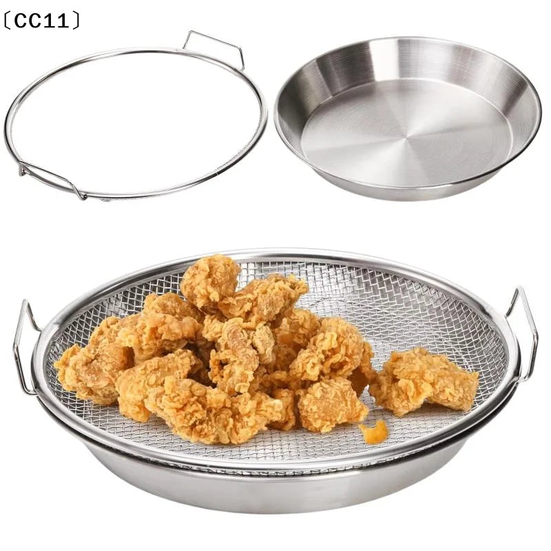 Stainless Steel Mesh Oil Filter Tray Drain Basket Reusable Vegetable Qme