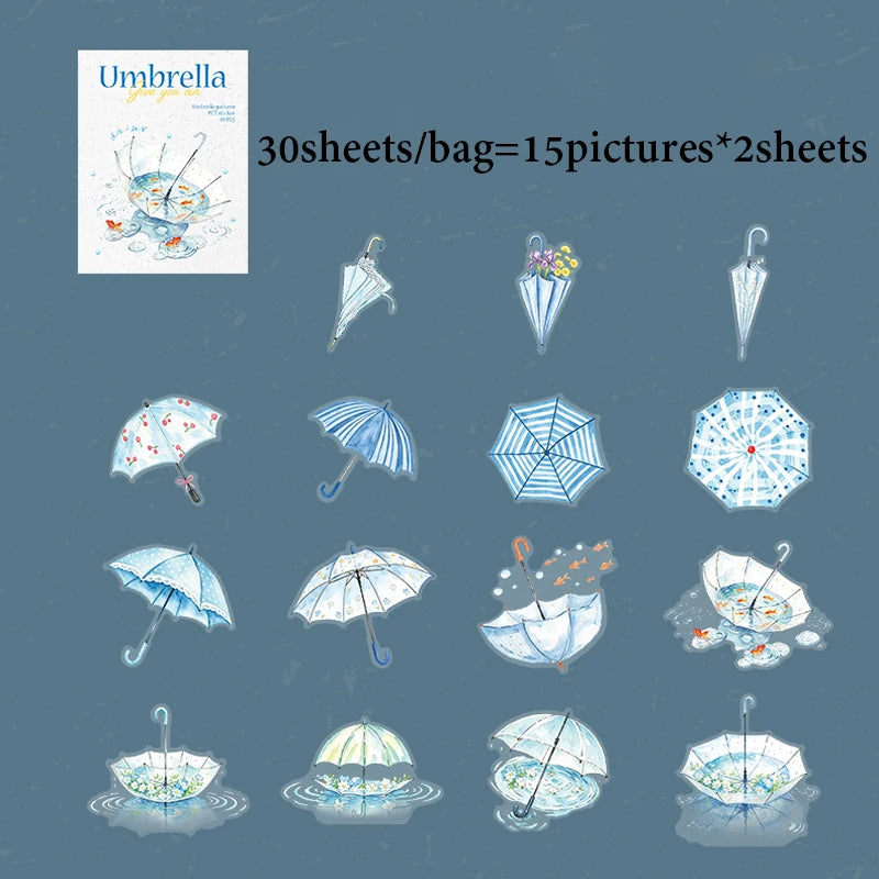 Spring Floral Umbrella Die-cut Stickers, Rainy Themed Journal Collage Supplies, Decorative Stickers for Cups, Greeting Cards Qme A