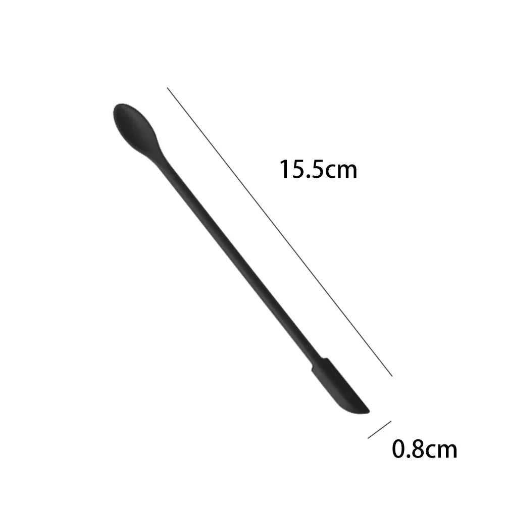 1Pc Silicone Double-End Cosmetic Spoons Odorless Mini Jar Scraper Set for Candle Making, Makeup & Beauty Product Residue Removal Qme Black 15.5