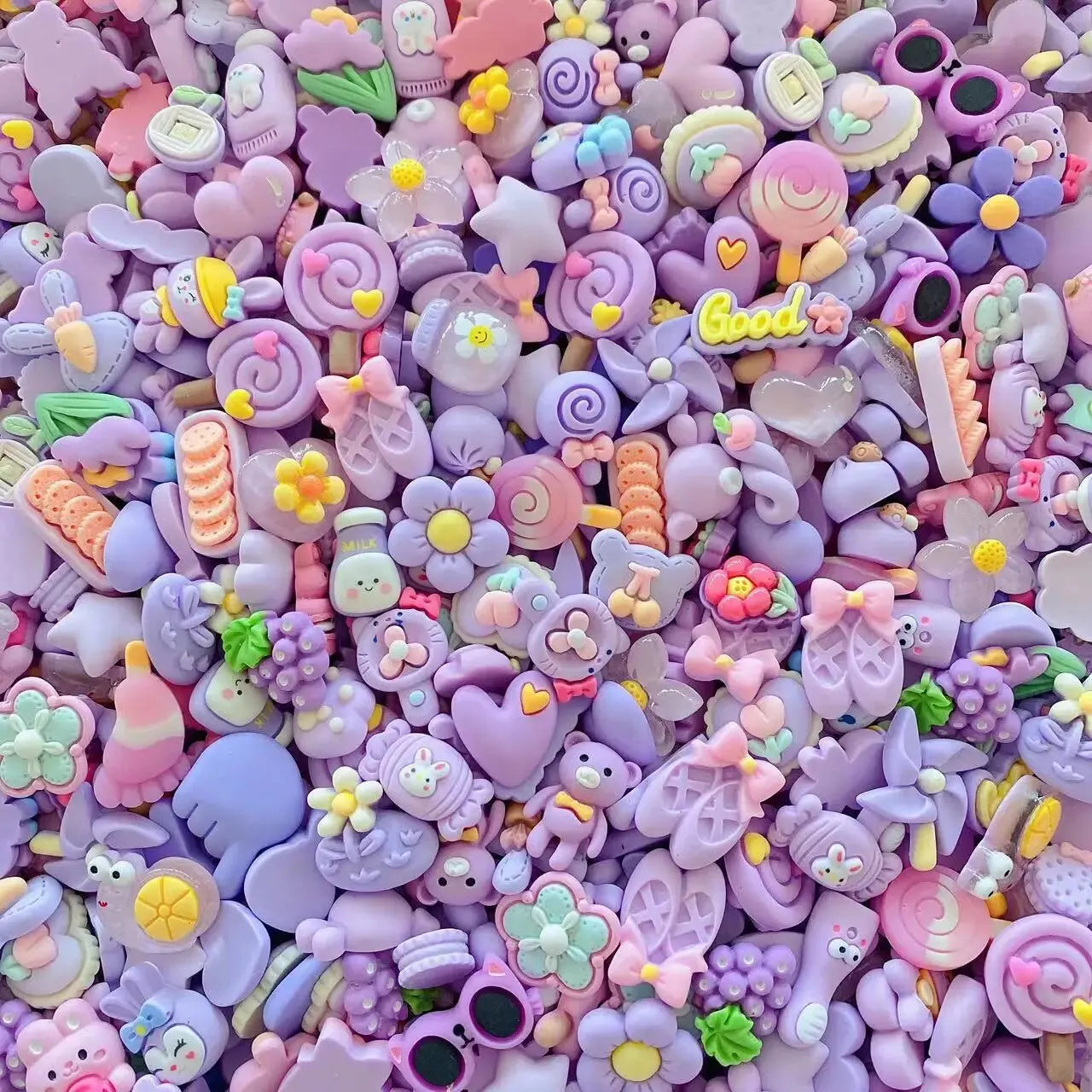 100Pcs Candy Material Kit Resin Flat Cabochons Embellishment Nail Art Phone Case DIY Hairpin Accessories Scrapbook Craft Decor Qme 2