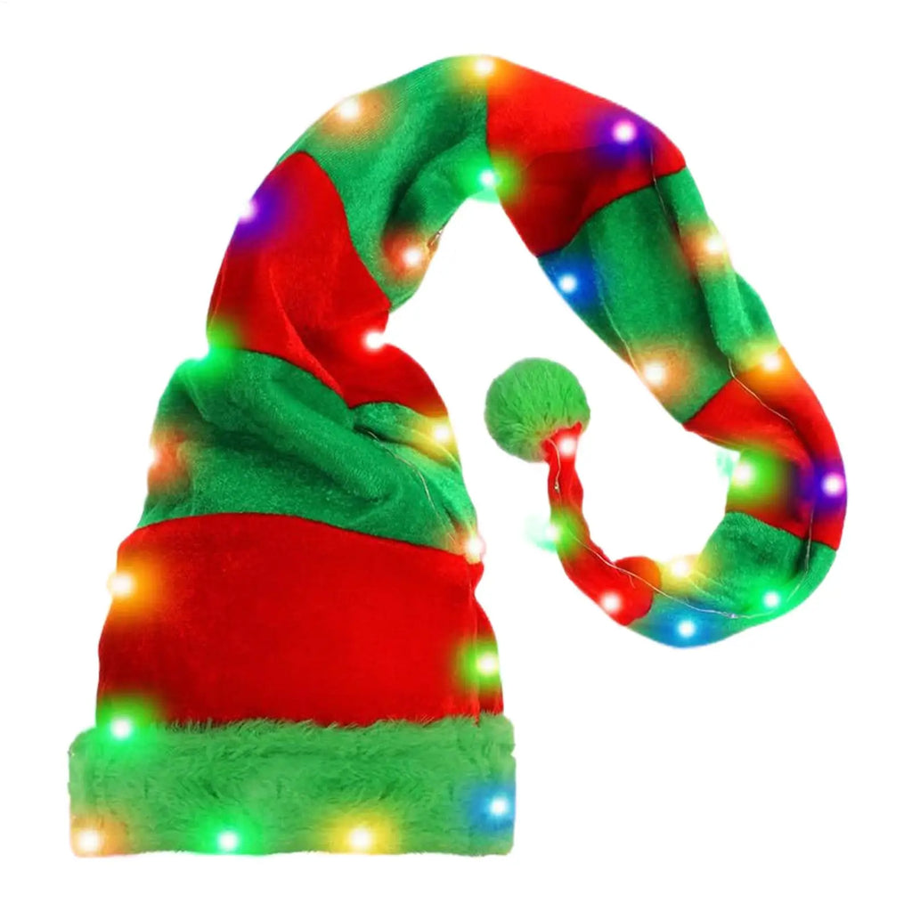 1pc Light Up Santa Hat Santa Hat Christmas Hat Striped Holiday Hat New Year Hat Photo Props Christmas supplies For Kids & Adults Qme
