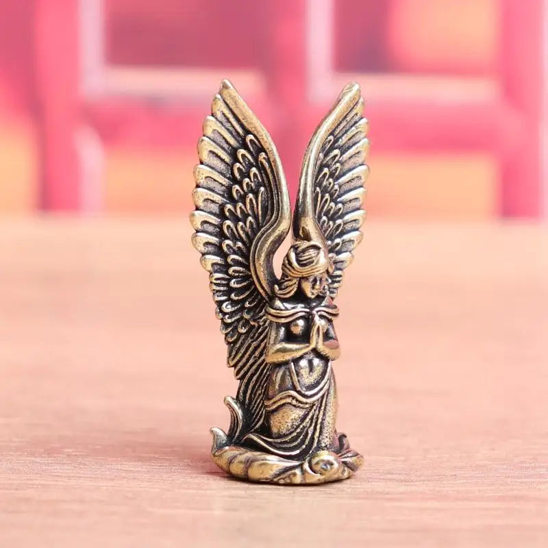 1Pcs Home Decor Ornament Brass Goddess Guardian Angel Small Statue Characters Miniatures Figurines Desk Decoration Crafts Qme