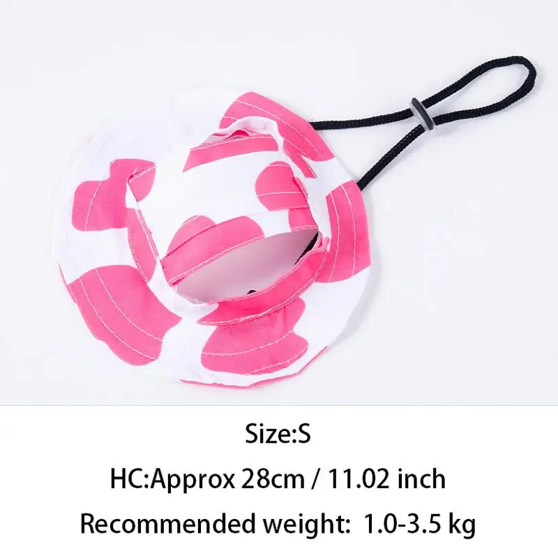 Pets Hat Ear Holes Adjustable Baseball Cap Medium Small Dogs Summer Qme S Pink white