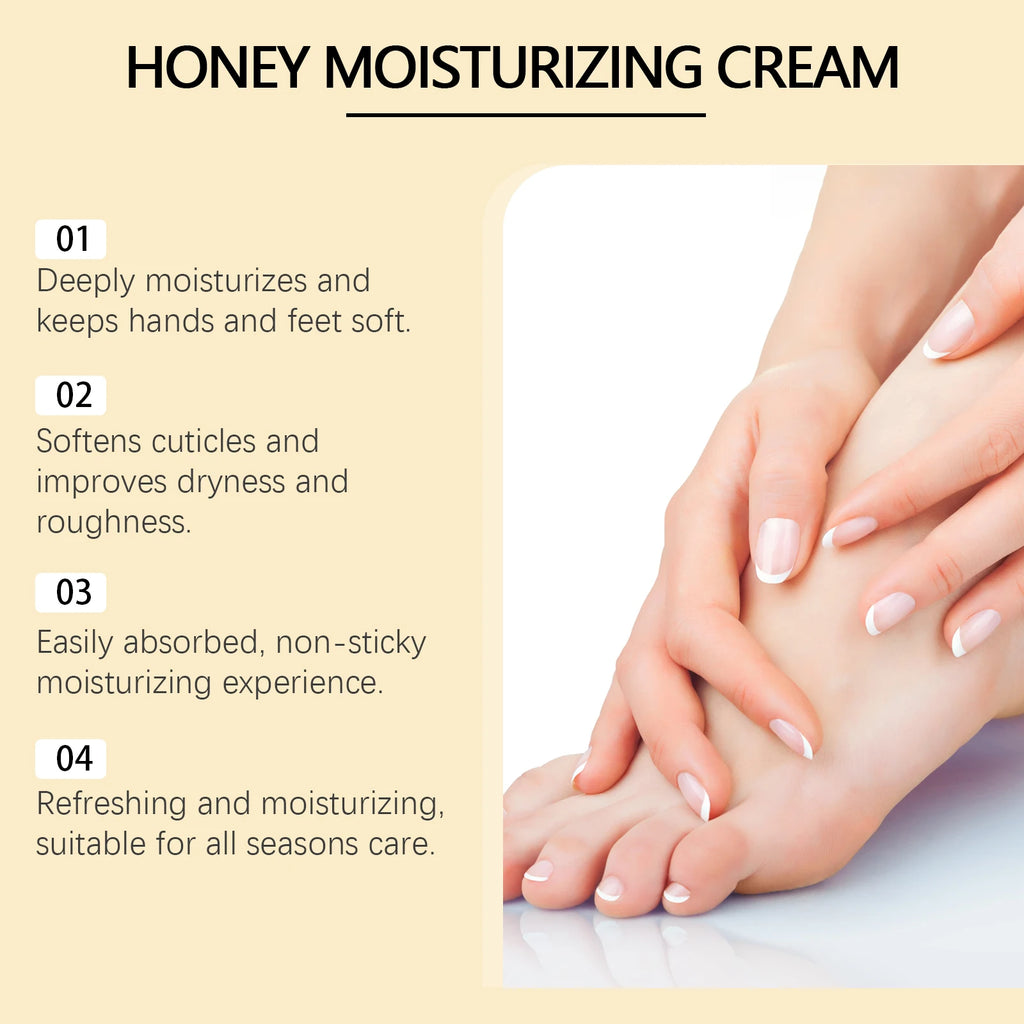 Honey Hand Foot Moisturizing Cream Nourishing Softens Cuticles Anti Dry Cracked Smooth Moisturizing Hand Foot Care Cream Qme