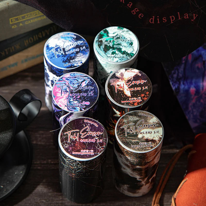 1 Roll Gothic Wave Large Dark Background Washi Tape for Journal Scrapbooking Collage Phone Case Notebook Decoration Qme