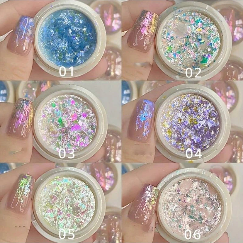 Nail Art Glitter Powder Polarized Opal Iridescent Reflective Ice Qme