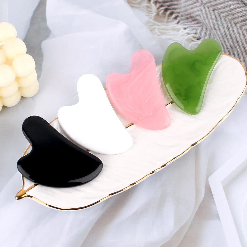 Rose Quartz Gua Sha Stone Facial Body Massage Tool Use Face Neck Back Qme