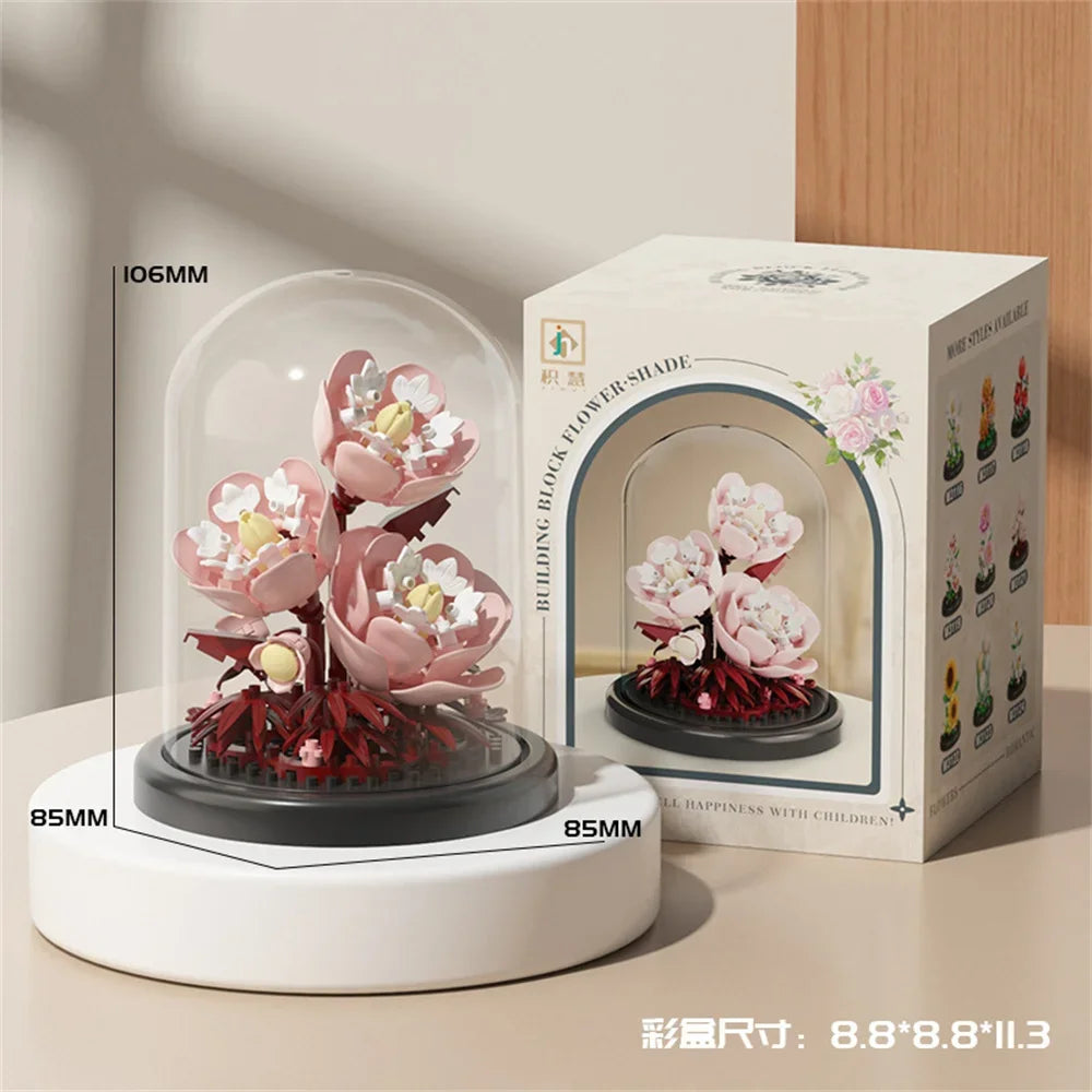Eternal Flower Bouquet Bonsai Potted Plant Micro Building Blocks Model Home Decoration Puzzle Toys Kids Birthday Christmas Gifts Qme