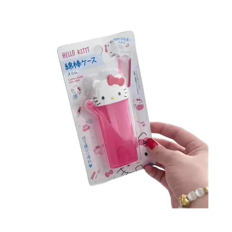 Hello Kitty Cute Cartoon Storage Box Portable Storage for Cotton Swabs, Toothpicks, and Dental Floss Qme
