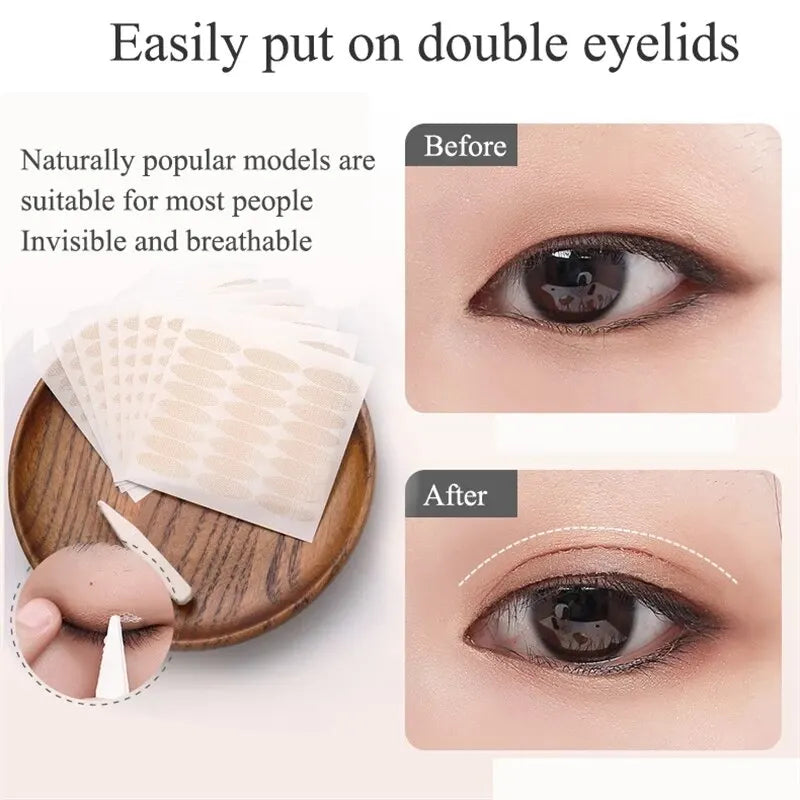 240Pcs Double Fold Eyelid Tape Sticker Lace Nature Clear Beige Stripe Self-adhesive Natural Eye Makeup Make Up With Tool New Qme